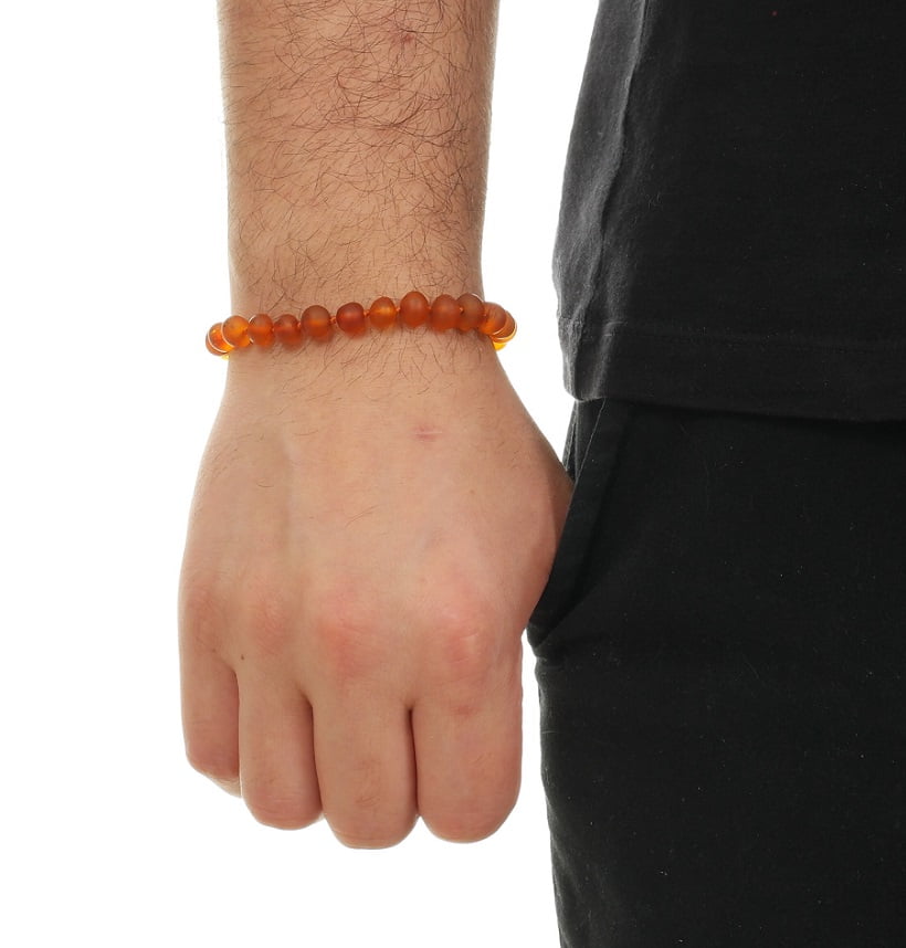 Pulseira Âmbar Báltico Original Adultos Conhaque Rústico Masculina